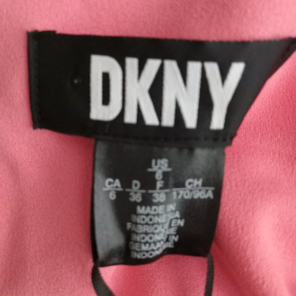 DKNY Women's Twist Front Wrap Dress Size 6 Pink V-Neck Half Sleeve Sheath - Picture 7 of 8